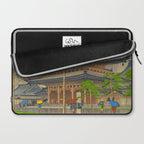 Rain in Higashi-Honganji Temple, Kyoto Asano Takeji Japanese Woodblock Print Laptop Sleeve Gallery Image 2