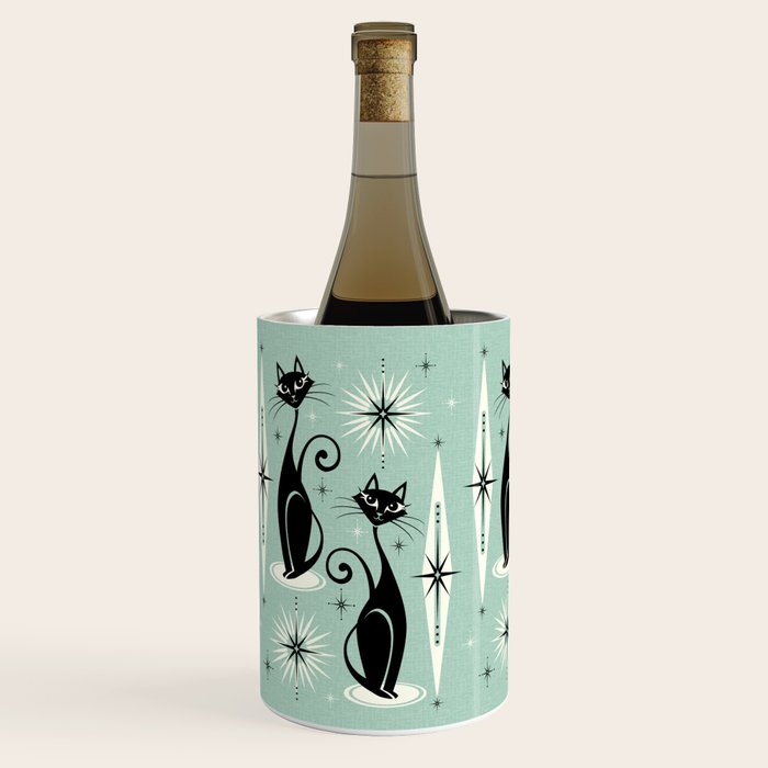 Mid Century Meow Retro Atomic Cats Mint Wine Chiller Gallery Image 2