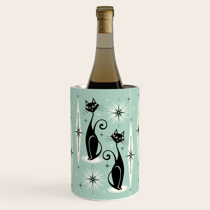 Mid Century Meow Retro Atomic Cats Mint Wine Chiller Gallery Image 1