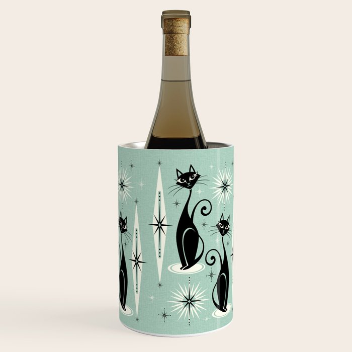 Mid Century Meow Retro Atomic Cats Mint Wine Chiller Gallery Image 3