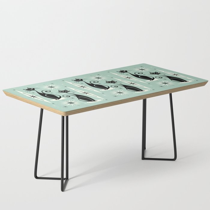 Mid Century Meow Retro Atomic Cats Mint Coffee Table Gallery Image 1