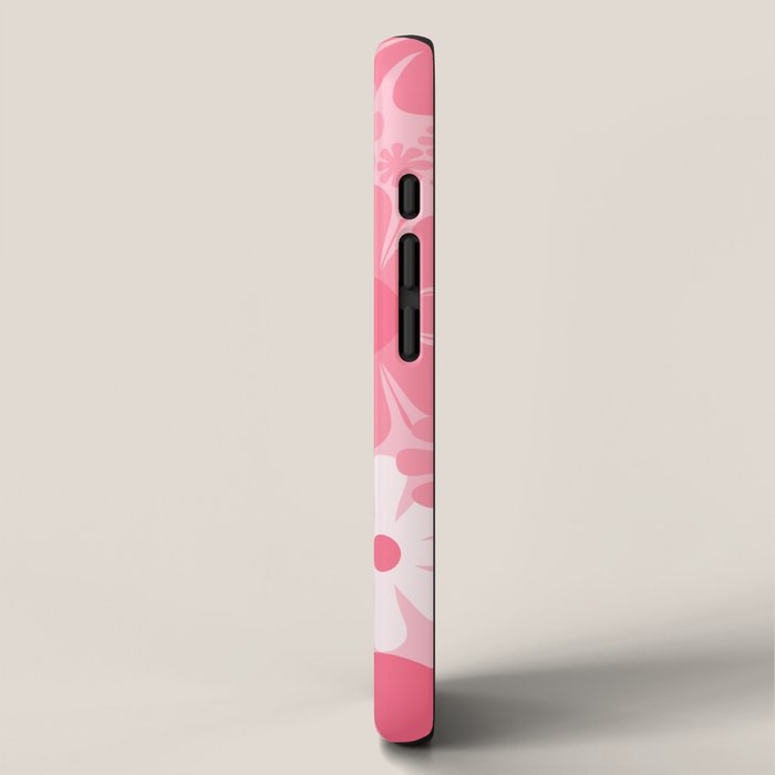 Retro 60s 70s Aesthetic Floral Pattern in Candy Pink iPhone Case Gallery Image 2