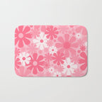 Retro 60s 70s Aesthetic Floral Pattern in Candy Pink Bath Mat Gallery Image 1