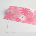 Retro 60s 70s Aesthetic Floral Pattern in Candy Pink Wrapping Paper Gallery Image 2