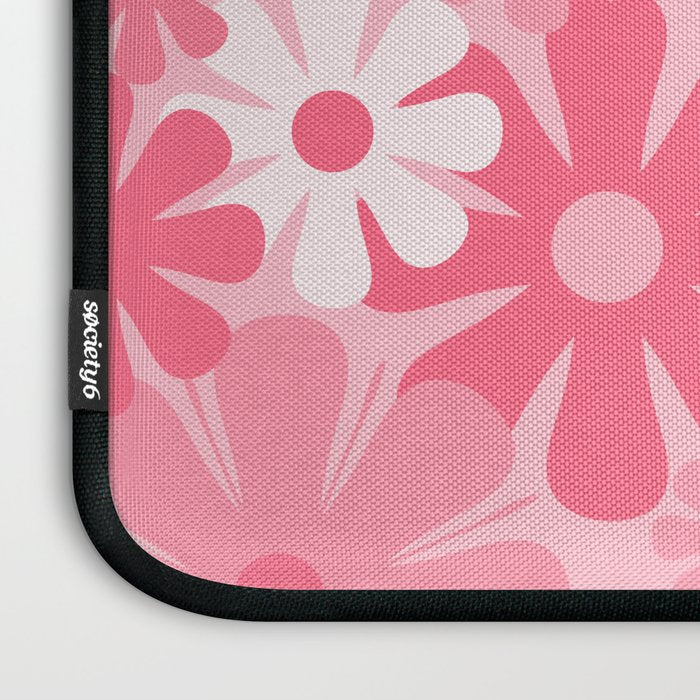 Retro 60s 70s Aesthetic Floral Pattern in Candy Pink Laptop Sleeve Gallery Image 3