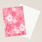 Retro 60s 70s Aesthetic Floral Pattern in Candy Pink Stationery Card Gallery Image 2