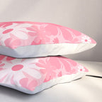 Retro 60s 70s Aesthetic Floral Pattern in Candy Pink Pillow Sham Gallery Image 3