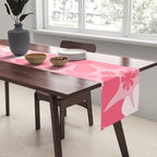 Retro 60s 70s Aesthetic Floral Pattern in Candy Pink Table Runner Gallery Image 2