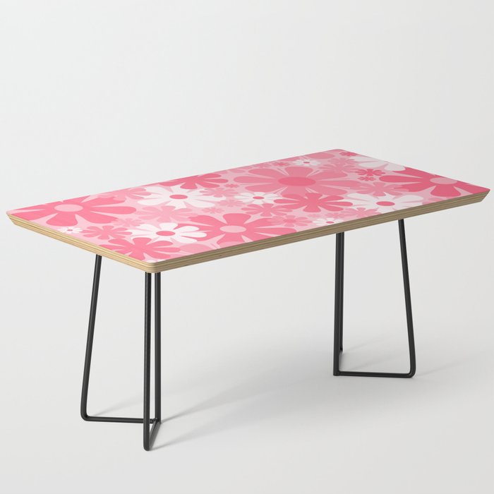 Retro 60s 70s Aesthetic Floral Pattern in Candy Pink Coffee Table Gallery Image 1