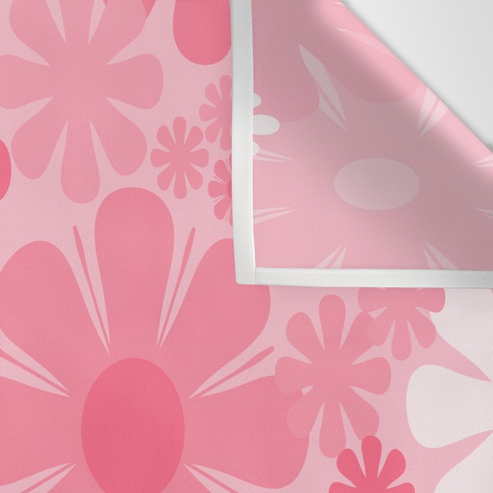 Retro 60s 70s Aesthetic Floral Pattern in Candy Pink Wall Tapestry Gallery Image 3