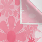 Retro 60s 70s Aesthetic Floral Pattern in Candy Pink Wall Tapestry Gallery Image 3