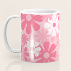 Retro 60s 70s Aesthetic Floral Pattern in Candy Pink Coffee Mug Gallery Image 3