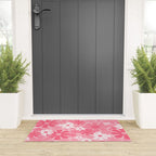 Retro 60s 70s Aesthetic Floral Pattern in Candy Pink Welcome Mat Gallery Image 3