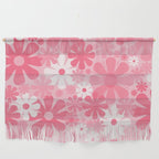 Retro 60s 70s Aesthetic Floral Pattern in Candy Pink Wall Hanging Gallery Image 1