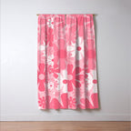 Retro 60s 70s Aesthetic Floral Pattern in Candy Pink Window Curtain Gallery Image 3