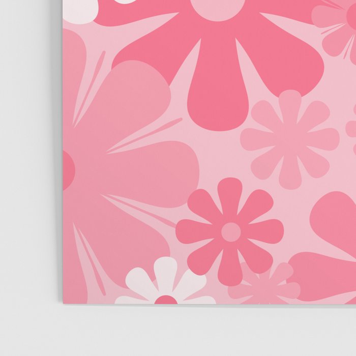 Retro 60s 70s Aesthetic Floral Pattern in Candy Pink Poster Gallery Image 3