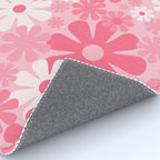 Retro 60s 70s Aesthetic Floral Pattern in Candy Pink Rug Gallery Image 4