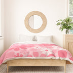 Retro 60s 70s Aesthetic Floral Pattern in Candy Pink Duvet Cover Gallery Image 3
