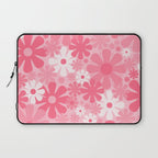 Retro 60s 70s Aesthetic Floral Pattern in Candy Pink Laptop Sleeve Gallery Image 1