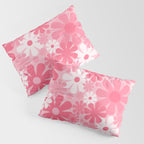Retro 60s 70s Aesthetic Floral Pattern in Candy Pink Pillow Sham Gallery Image 3