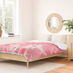 Retro 60s 70s Aesthetic Floral Pattern in Candy Pink Duvet Cover Gallery Image 2