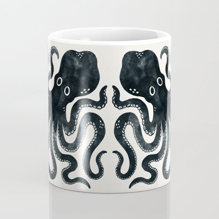 Minoan Octopus - Black Ink Coffee Mug Gallery Image 4