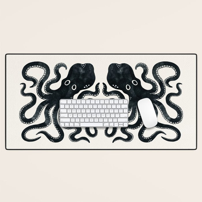 Minoan Octopus - Black Ink Desk Mat Gallery Image 1