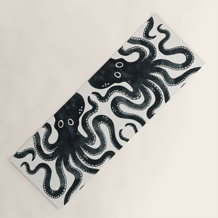 Minoan Octopus - Black Ink Yoga Mat Gallery Image 1
