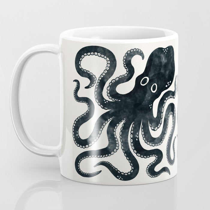Minoan Octopus - Black Ink Coffee Mug Gallery Image 3