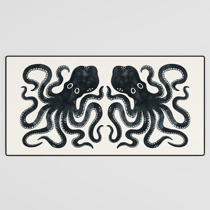 Minoan Octopus - Black Ink Desk Mat Gallery Image 3