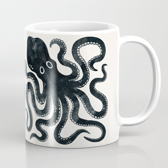 Minoan Octopus - Black Ink Coffee Mug Gallery Image 1