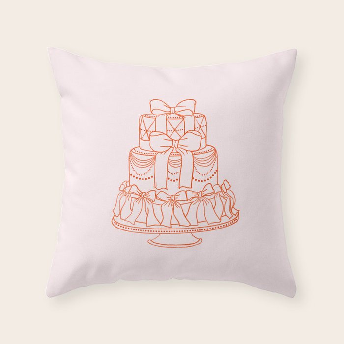 Preppy Bow Cake Throw Pillow Gallery Image 1