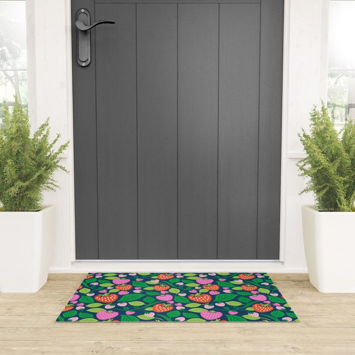 Strawberry Fields - Pink and Blue Welcome Mat Gallery Image 3
