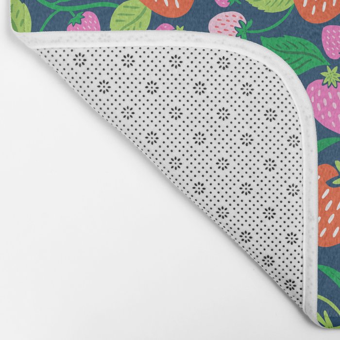 Strawberry Fields - Pink and Blue Bath Mat Gallery Image 2