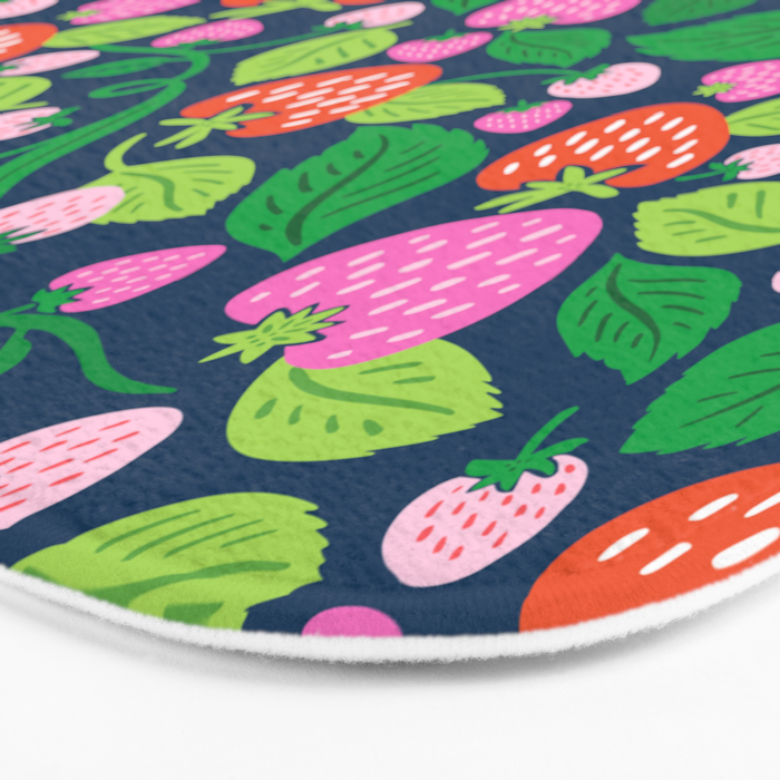 Strawberry Fields - Pink and Blue Bath Mat Gallery Image 3