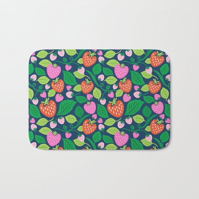 Strawberry Fields - Pink and Blue Bath Mat Gallery Image 1