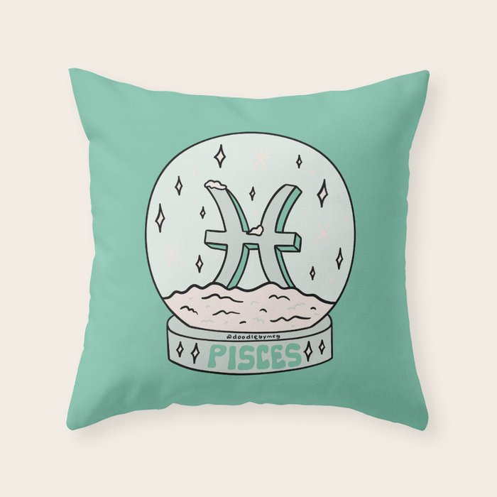 Pisces Snow Globe Throw Pillow Gallery Image 1