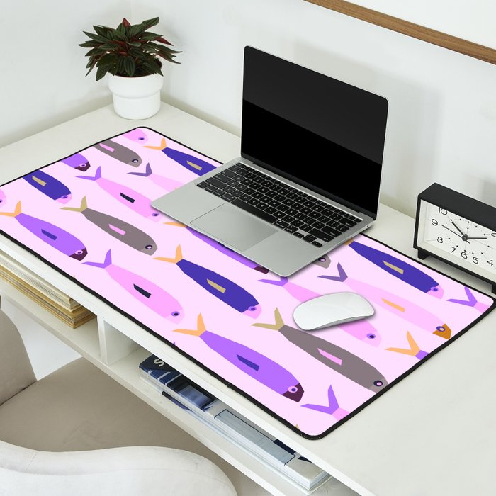 Sardines in pink and lavender Desk Mat Gallery Image 2