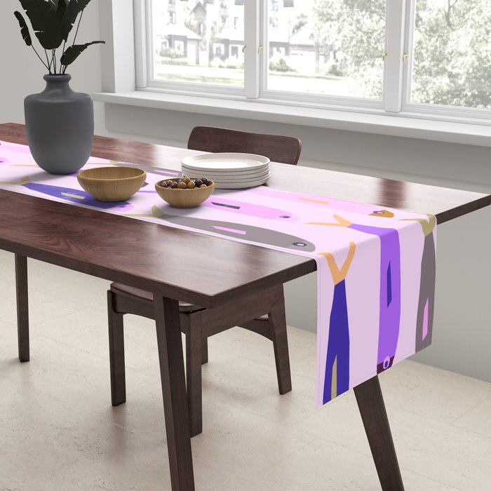 Sardines in pink and lavender Table Runner Gallery Image 2