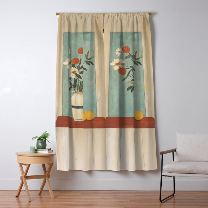 Winter Citrus and Petal Harmony Window Curtain Gallery Image 5