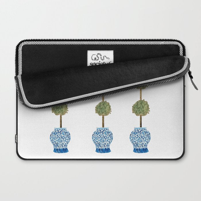Three Hand Painted Topiary Topiaries  Laptop Sleeve Gallery Image 2