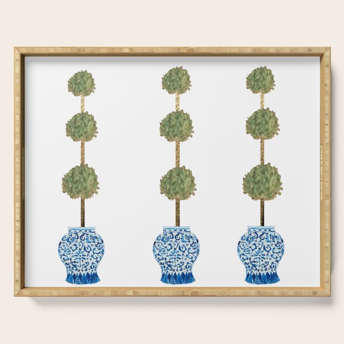 Three Hand Painted Topiary Topiaries  Serving Tray Gallery Image 1