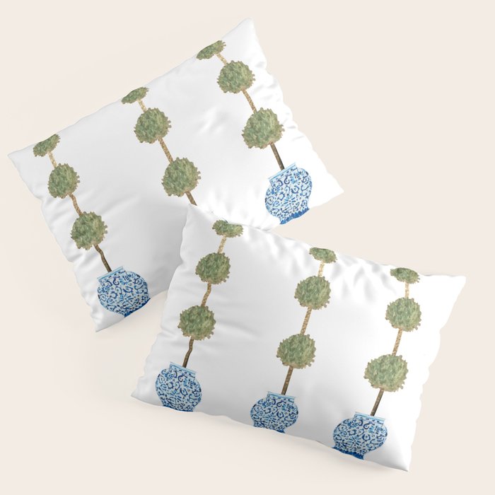 Three Hand Painted Topiary Topiaries  Pillow Sham Gallery Image 1
