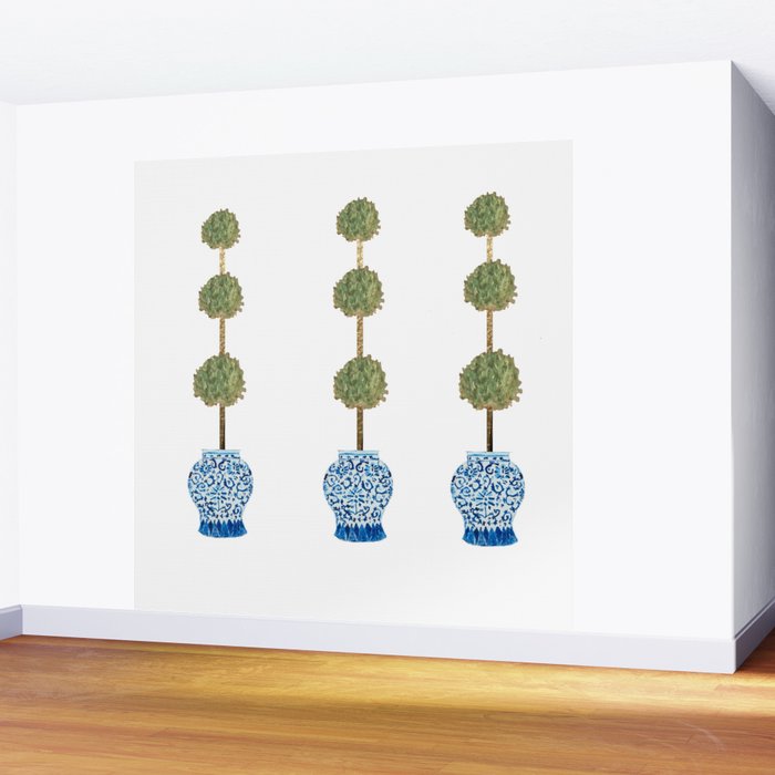 Three Hand Painted Topiary Topiaries  Wall Mural Gallery Image 2