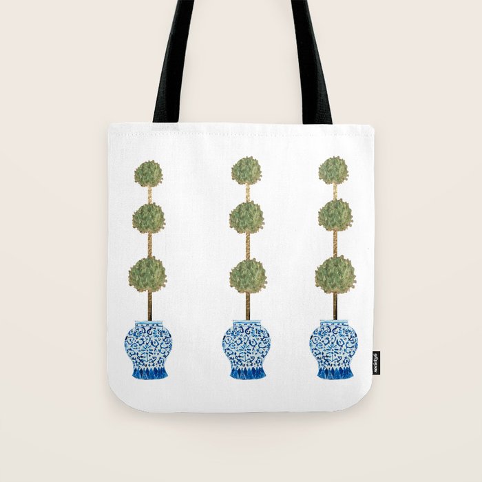 Three Hand Painted Topiary Topiaries  Tote Bag Gallery Image 1
