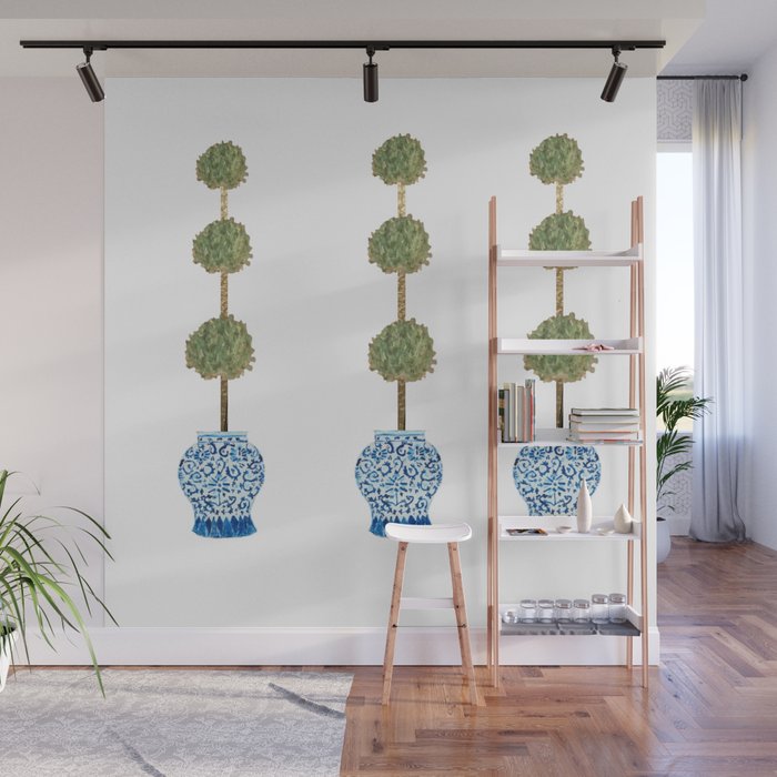 Three Hand Painted Topiary Topiaries  Wall Mural Gallery Image 1