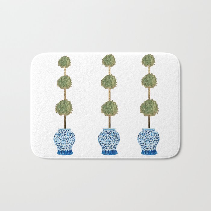 Three Hand Painted Topiary Topiaries  Bath Mat Gallery Image 1
