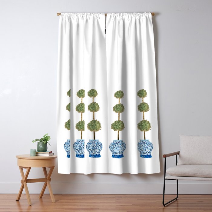 Three Hand Painted Topiary Topiaries  Window Curtain Gallery Image 5