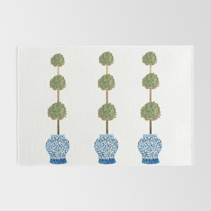 Three Hand Painted Topiary Topiaries  Rug Gallery Image 2