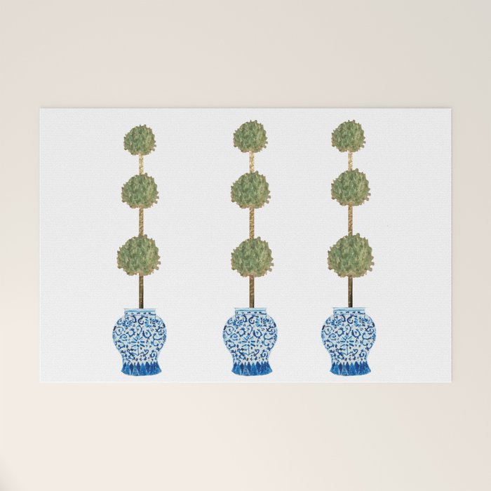 Three Hand Painted Topiary Topiaries  Welcome Mat Gallery Image 1